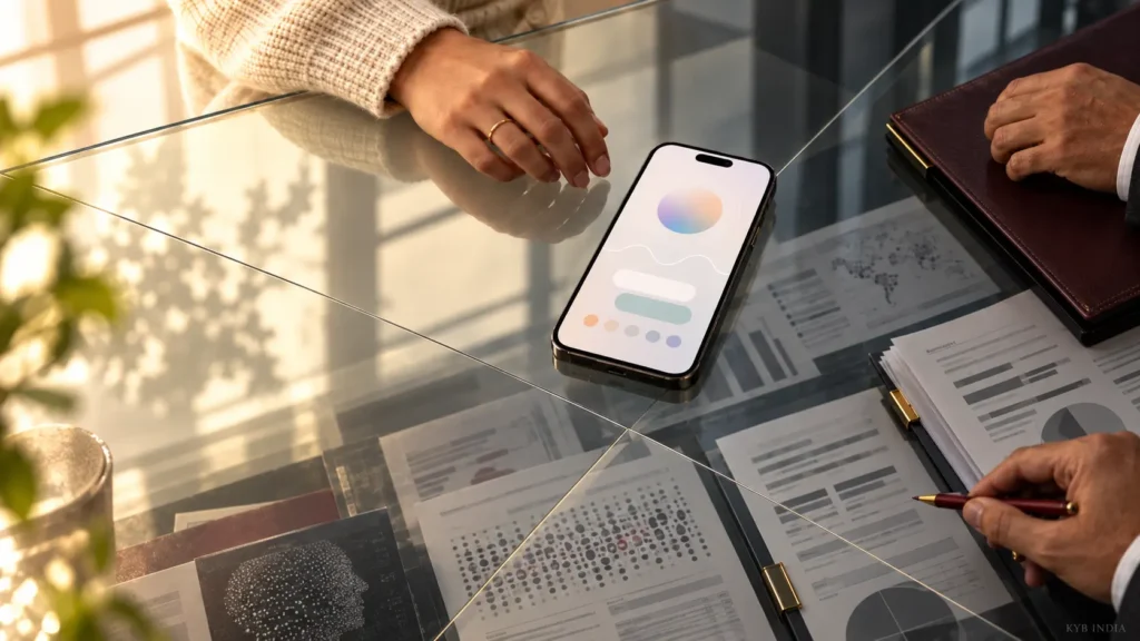 Mental health apps regulation represented through a wellness app, evidence files and business documents